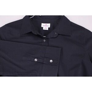 JCREW Haberdashery Womens Black Button Up Shirt Sz PM 3/4 Sleeve Classic Preppy